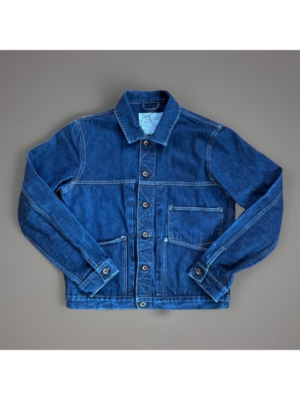 BLKSMTH Selvedge Denim Brooklyn Jean Trucker Raw Dark Men’s L Jacket Pockets